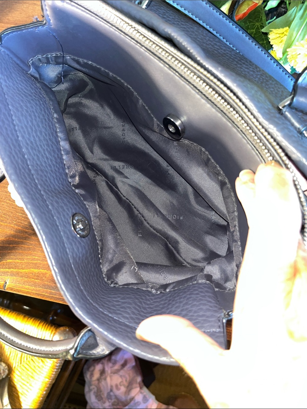 Pebbled Leather Crossbody Satchel in Gray Pebbled - Picture 7 of 14